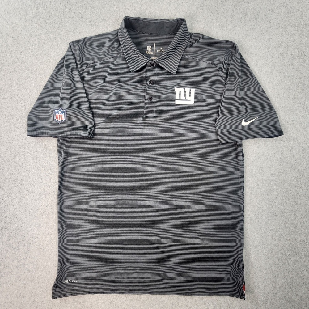 New York Giants NFL On-Field Nike Dri-Fit Polo Shirt Mens Large Gray Striped